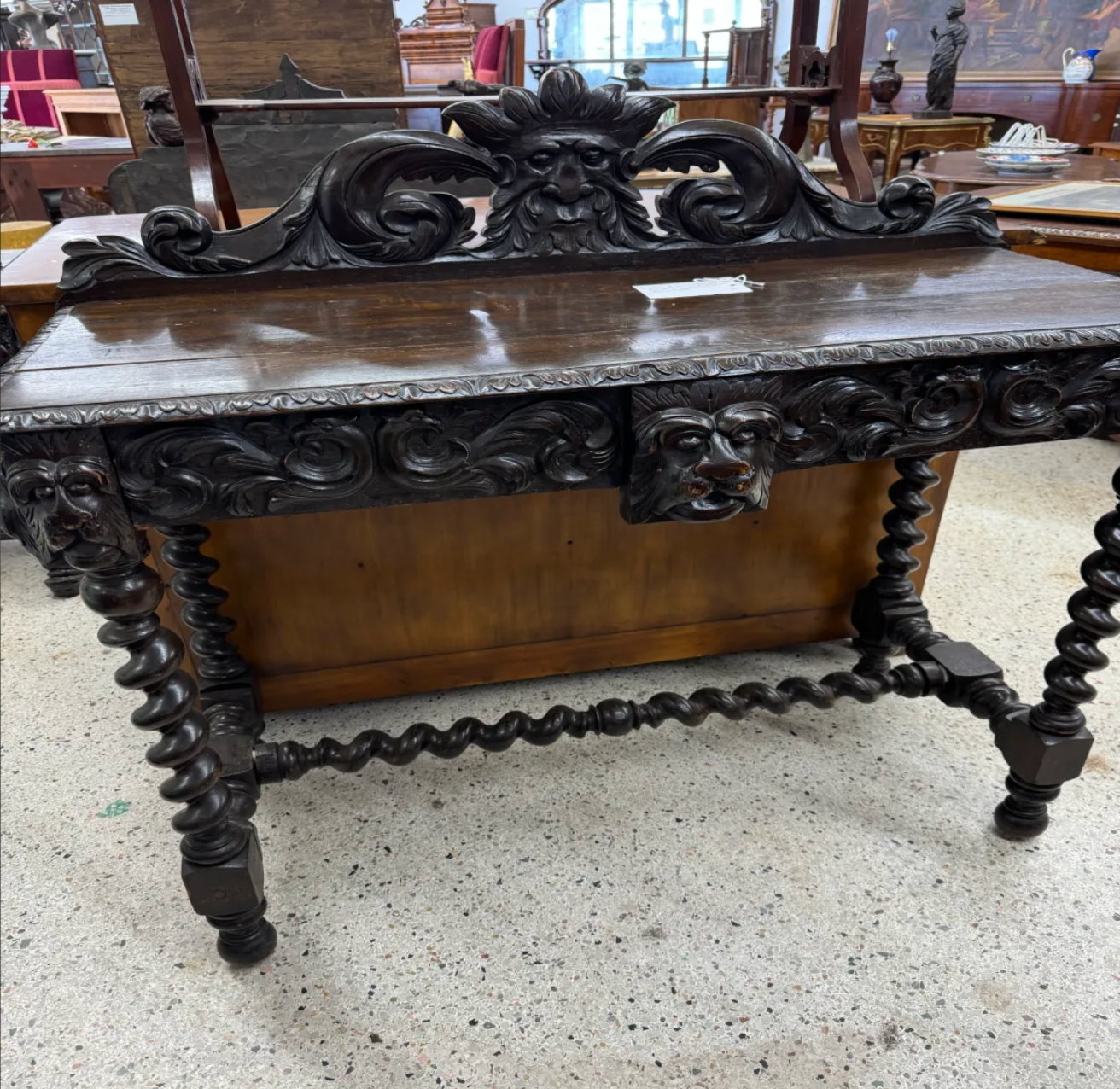 Ornate carved wooden antique furniture