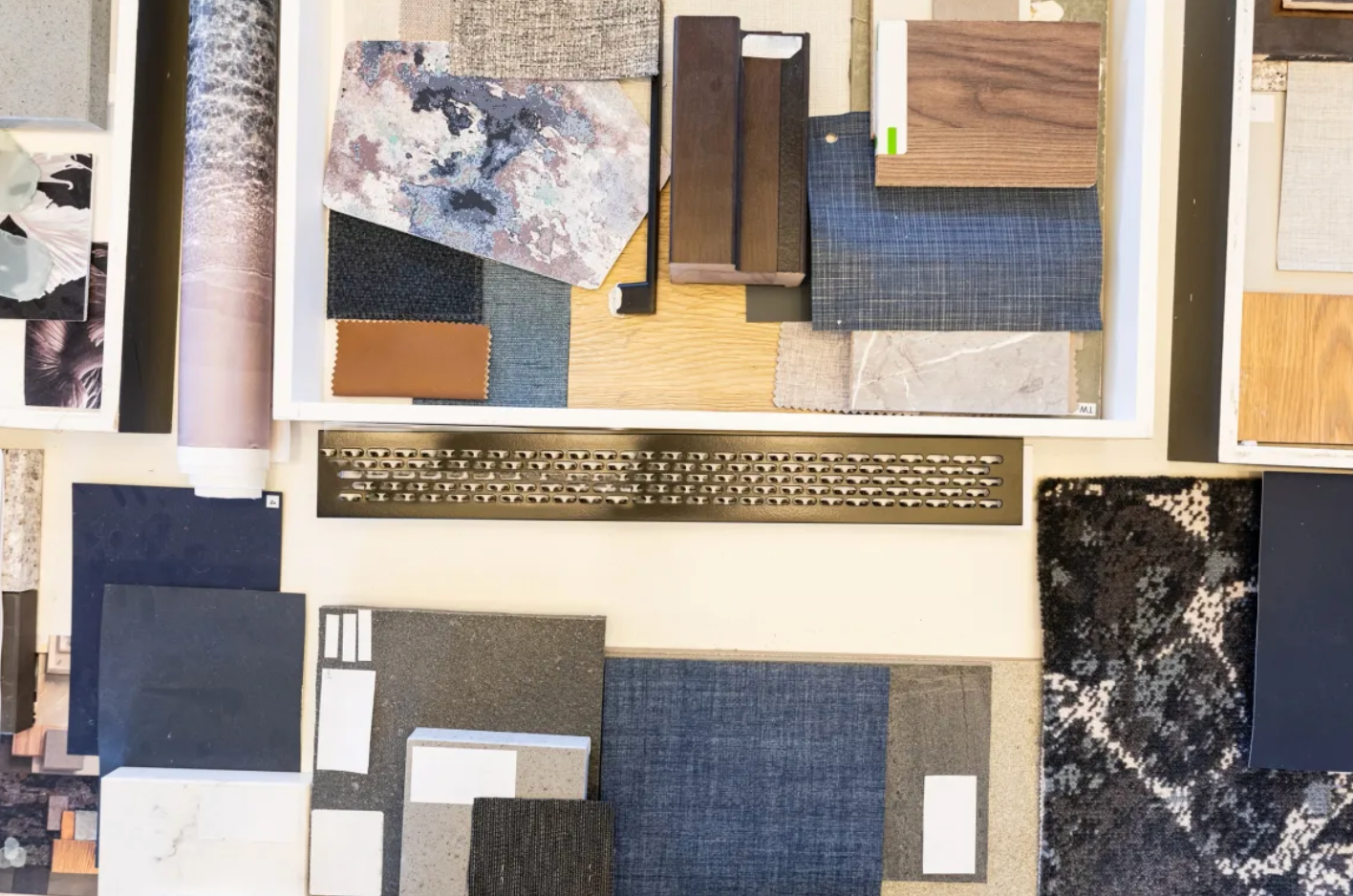 Interior design material samples display board