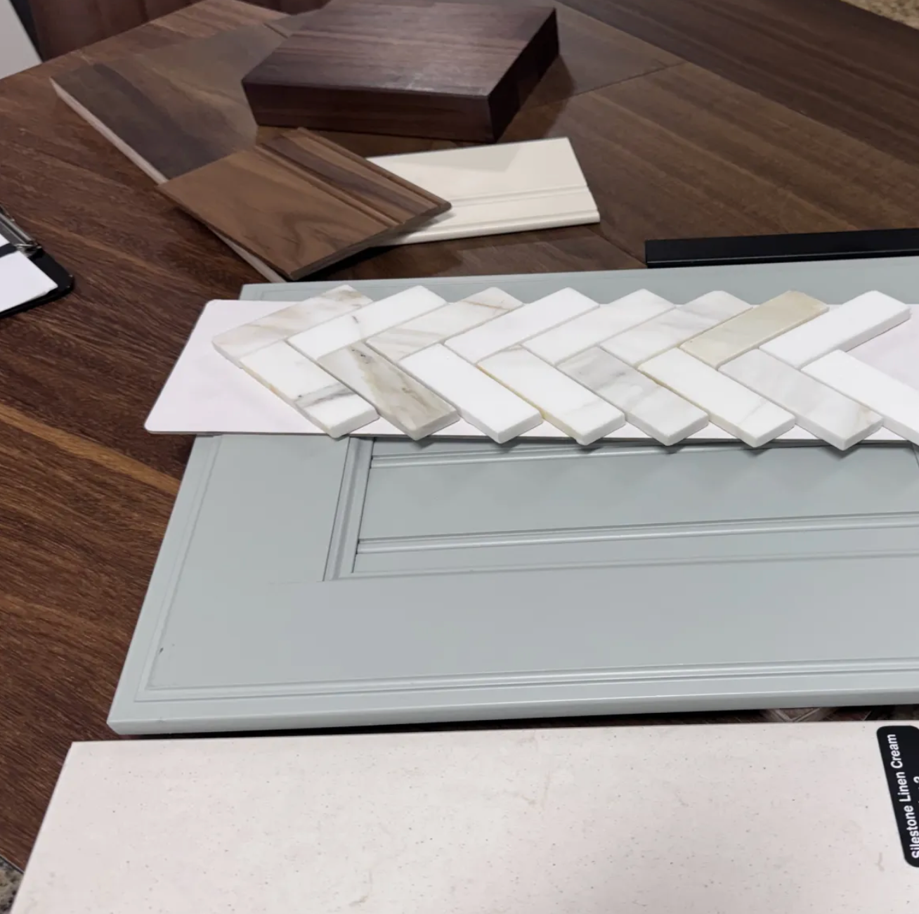Interior design material samples display