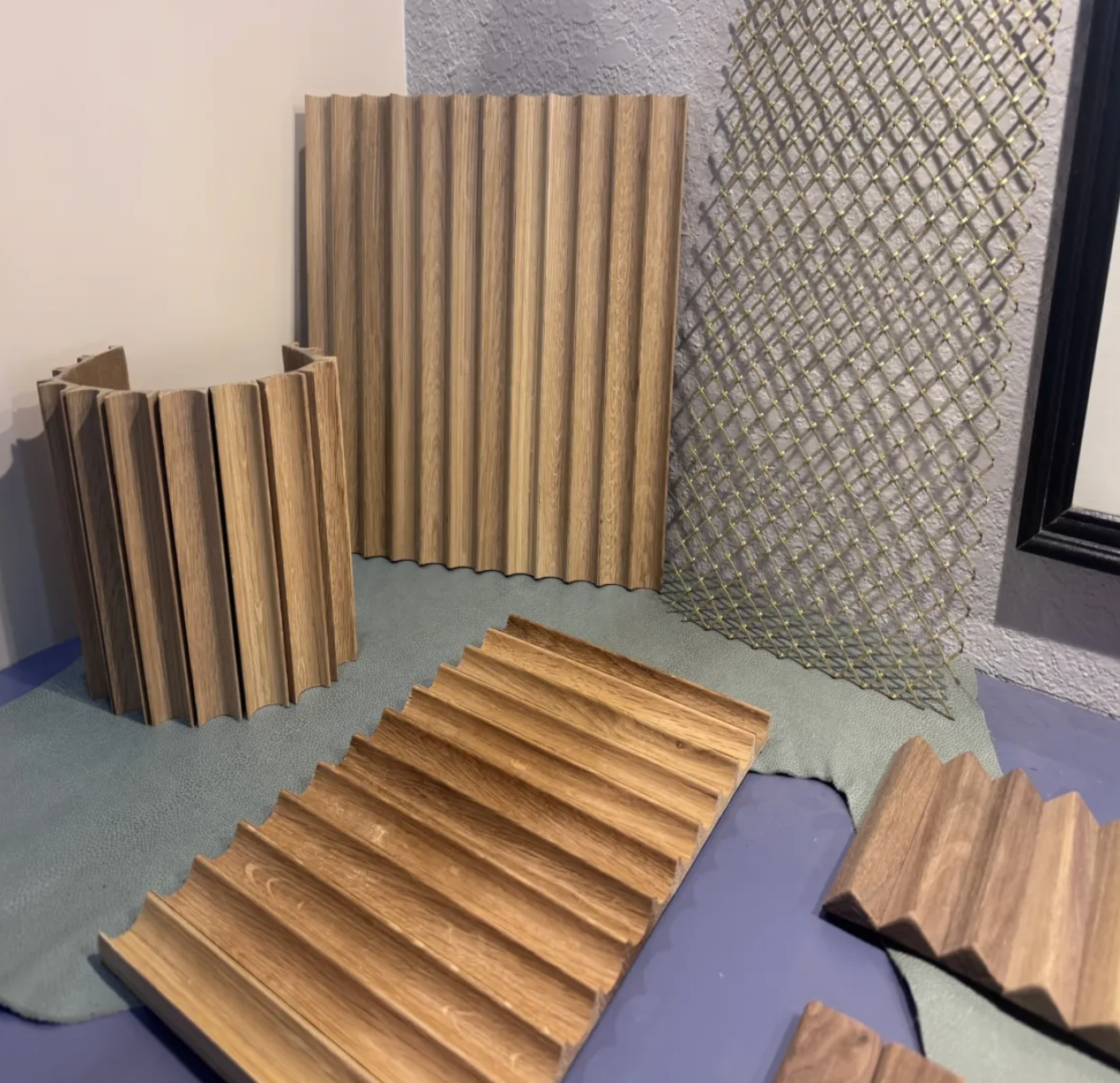 Wood slat architectural material samples