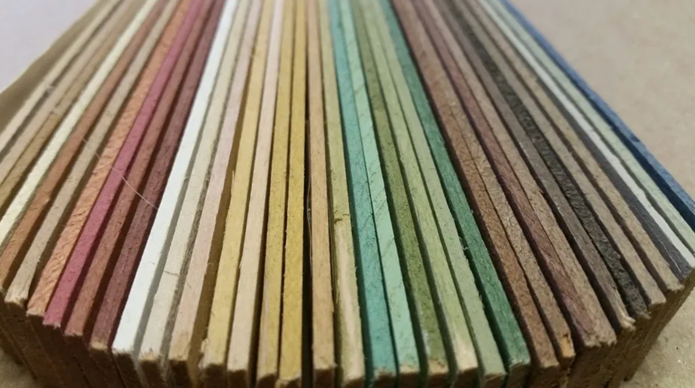 Colorful paint color swatch samples fanned display
